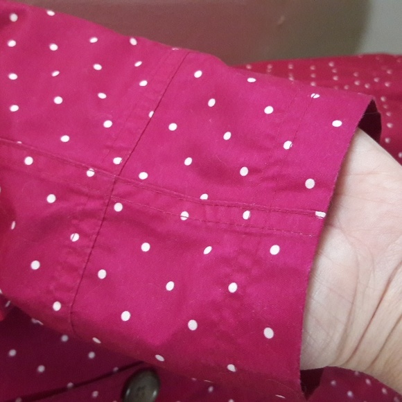 Lands End button front pink polka dot rain jacket/Trench SizeXS - Picture 4 of 14